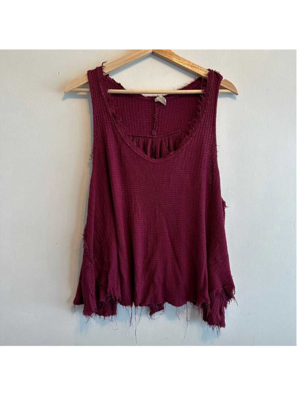 Free People Women's Size S Maroon Waffle Knit Tank Top